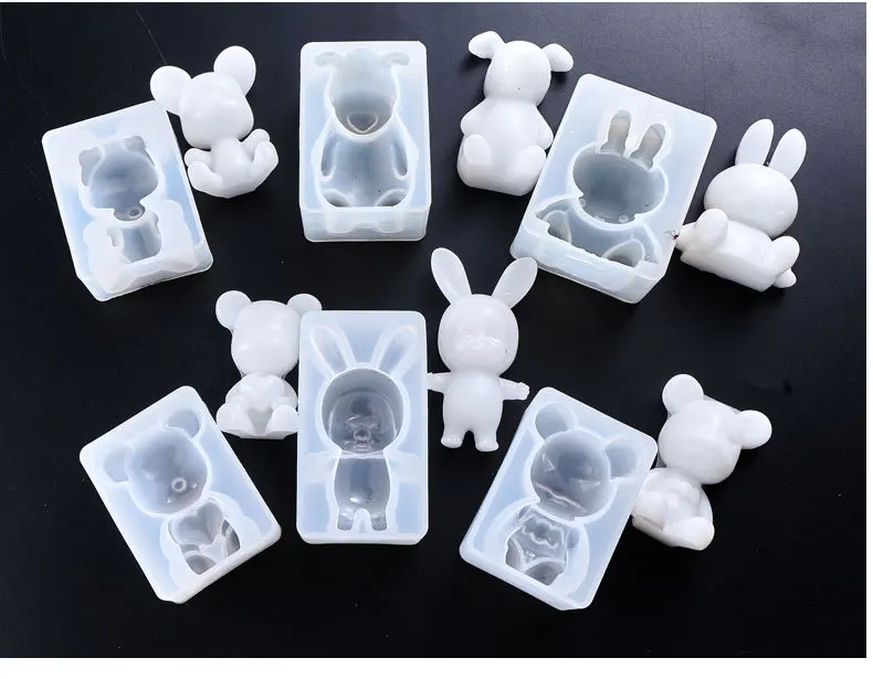 1PC Cute Animals Dog Bear Rabbit Shape Silicone Cake Mold DIY Chocolate Baking Utensil Cake Decoration Plaster Mold