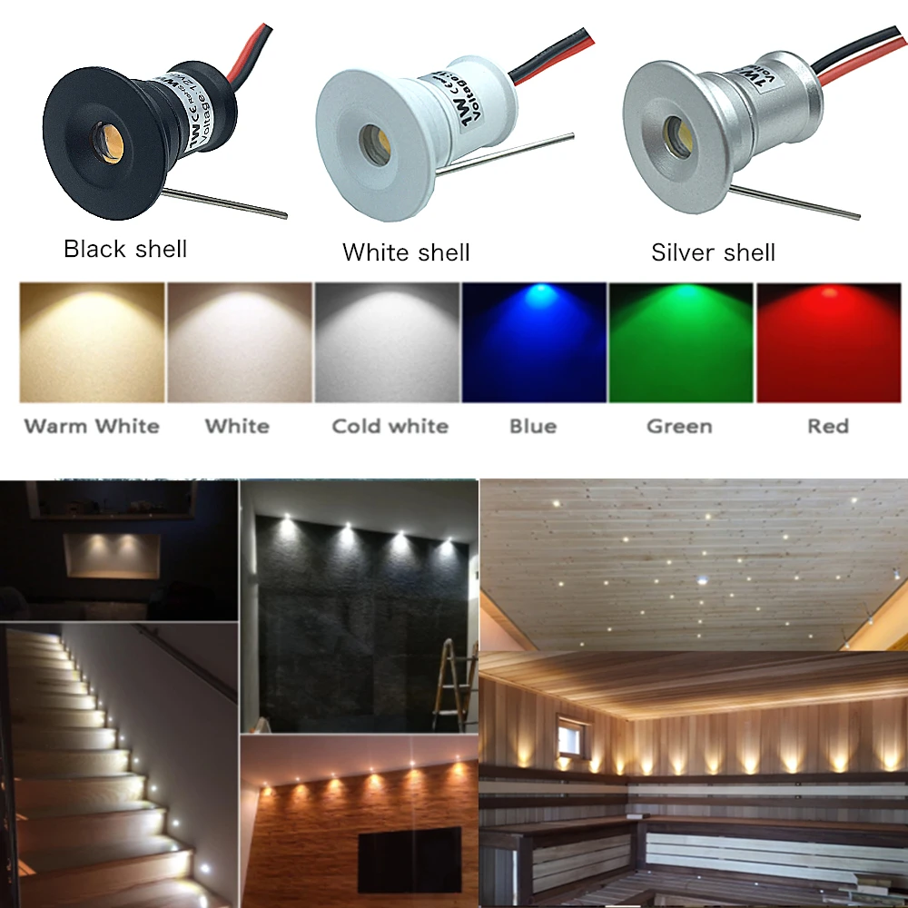 24V Led Mini Spotlight 1W 15mm Downlight 24V Dimmable Small IP65 LED Spot Lamps Hotel Cabinet Lights Home Ceiling Spot Lighting