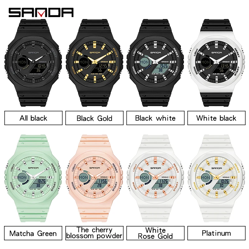 SANDA Top Luxus männer Quarz Uhren Wasserdicht Männer Military Sport Uhr Dual Display Leucht Armbanduhr Orologio uomo