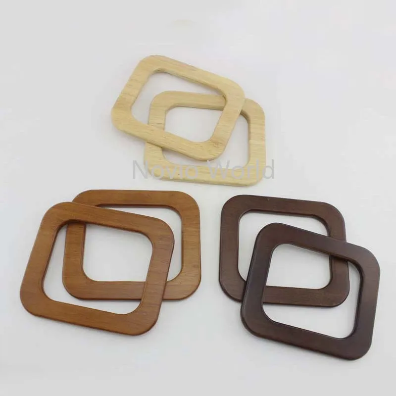 4-10 Pieces,4 colors 15*13cm Solid Wood square shaped handles for bags,Wooden Purse Hand Bag Handles