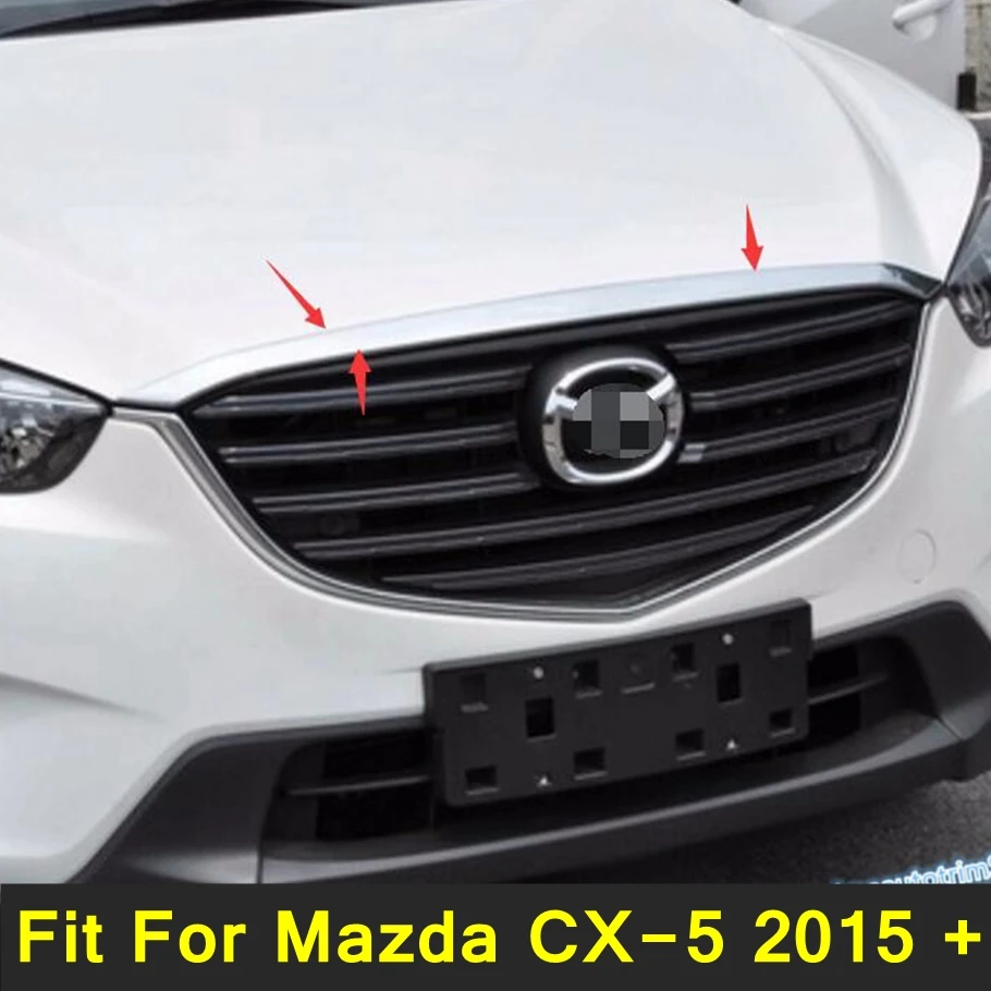 

Lapetus Auto Front Hood Bonnet Mesh Grille Grill Bumper Decorative Strip Cover Trim 1PCS For Mazda CX-5 2015 2016 ABS Accessory