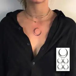 Pegatinas de tatuaje de Luna a prueba de agua, papel de tatuaje femenino duradero, chica hermosa, tatuaje de simulación oscura, tatuaje de cara falso