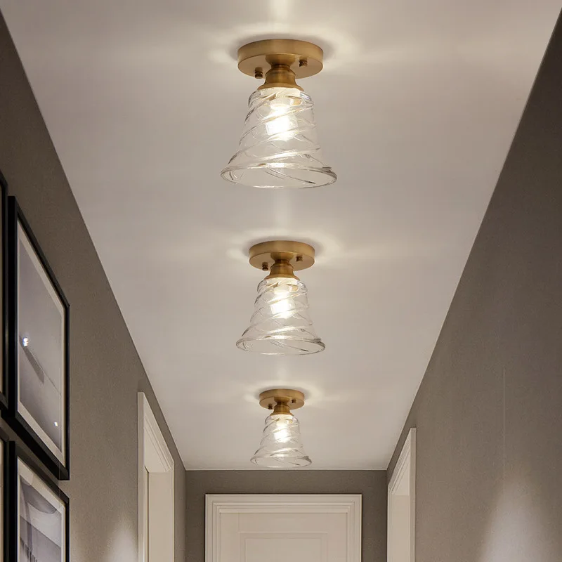 All Copper Glass Aisle Corridor  Ceiling Lamp