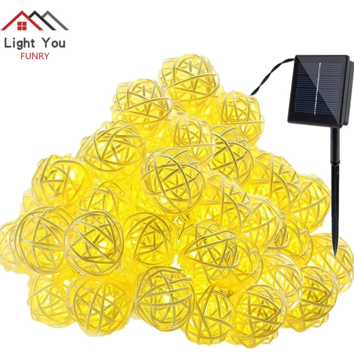 

Solar Light String 30LED Dried Flower Ball Thai Rattan Ball Christmas Day Outdoor Garden Decoration Lantern