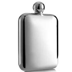 Vierkante Spiegel Afgewerkt Roestvrijstalen Heupfles 6Oz Rusland Pocket Flagon