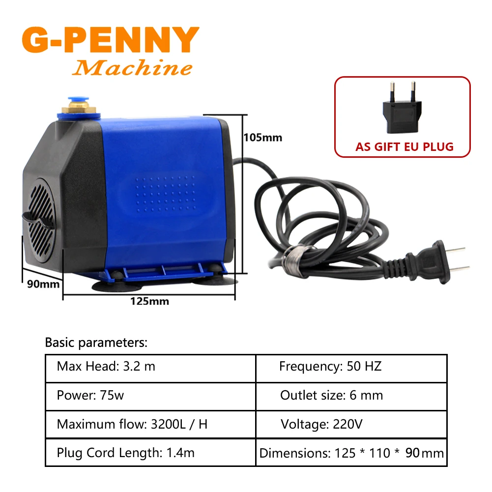 G-Penny 1.5KW ER16 Water Cooled Spindle Motor 4pcs Bearings 80x 220mm & 1.5kw QL-Inverter & 80mm Bracket & 75W Water Pump