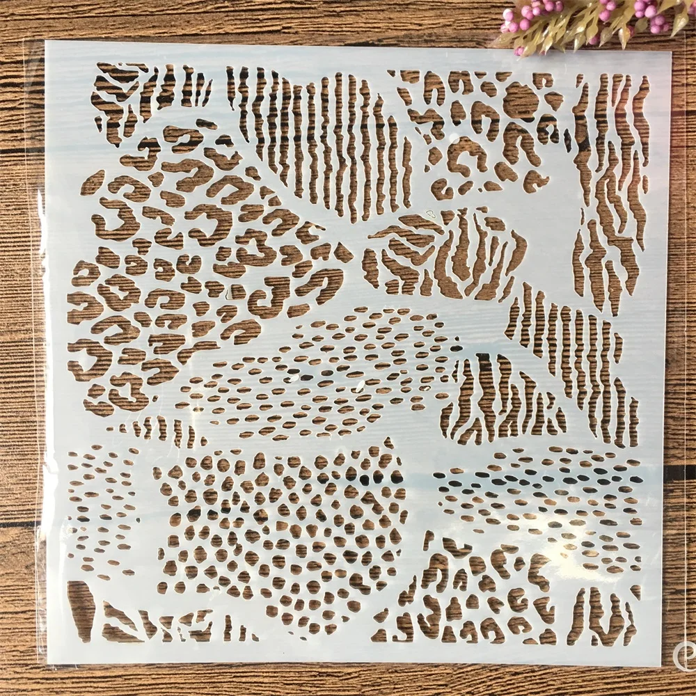 15cm Leopard Printed DIY Layering Stencils Wall Painting Scrapbook Coloring Embossing Album Decorative Template