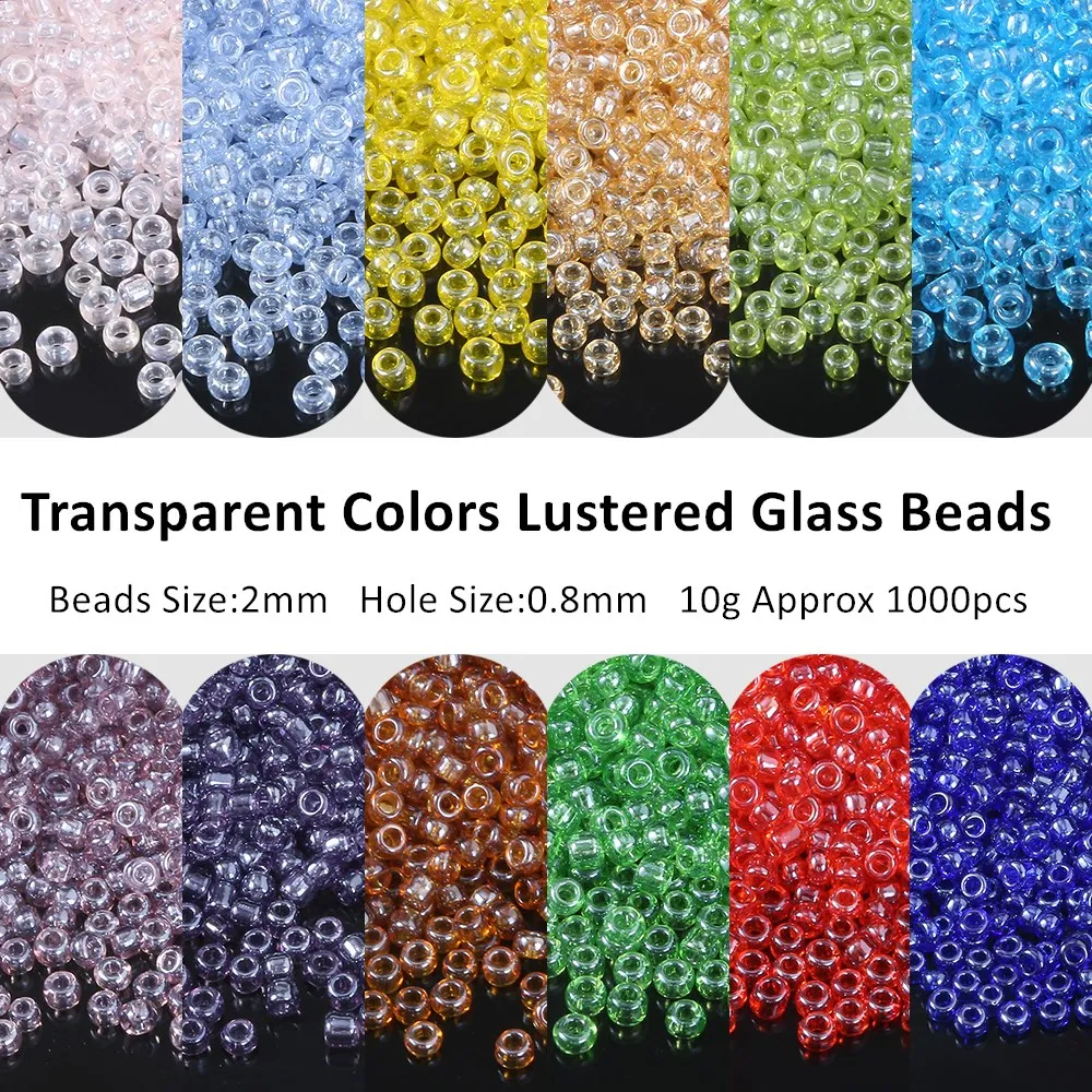 2mm 11/0 Transparent Colors Lustered Glass SeedBeads Spacer Czech Bead Diy For Jewelry Making Fitting Garment Sewing Accessories