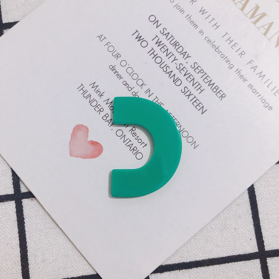 10 pieces / lot Candy colored geometric C-shaped semi-circular acrylic patch jewelry earrings accessories material