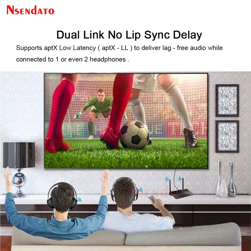 80M ไร้สาย BT V5.0เสียง RCA เครื่องส่งสัญญาณ Aptx LL อะแดปเตอร์เสียงเพลงไร้สาย3.5มม.AUX แจ็คสำหรับทีวี PC หูฟัง
