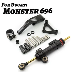 For DUCATI Monster 696 Fiber Carbon Steering Damper Stabilizer Motorcycle Dampers Mounting Bracket Support Kit Accessories