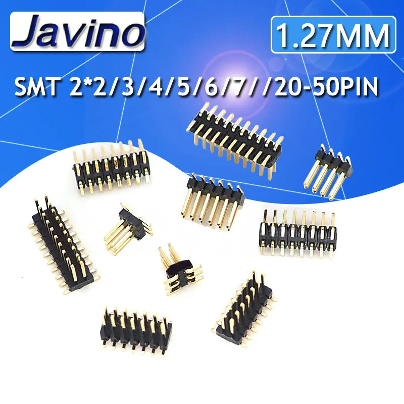 10PCS SMD SMT 2*2/3/4/5/6/7/8/9/10/12/16/20/40/ PIN double row male PIN HEADER 1.27MM PITCH Strip Connector 2X/6/8/10/20