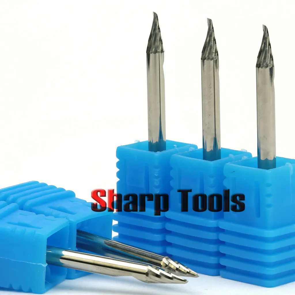 Mata bor Spiral, 5 buah 3.175x0.1mm 20 sudut 1 seruling V baja Tungsten karbida padat alat ukir mata bor Router pada logam