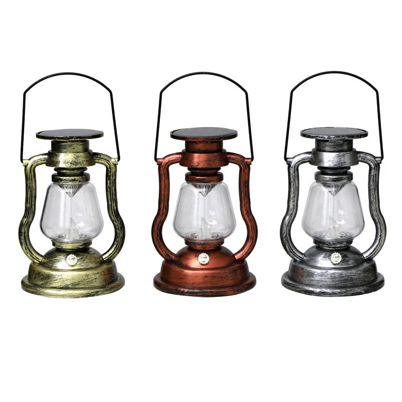 Electric Candle oil Lamp Flame LED Light for Outdoor Garden Waterproof Solar Charging Lanterns Portable Tent Camping Lights D70