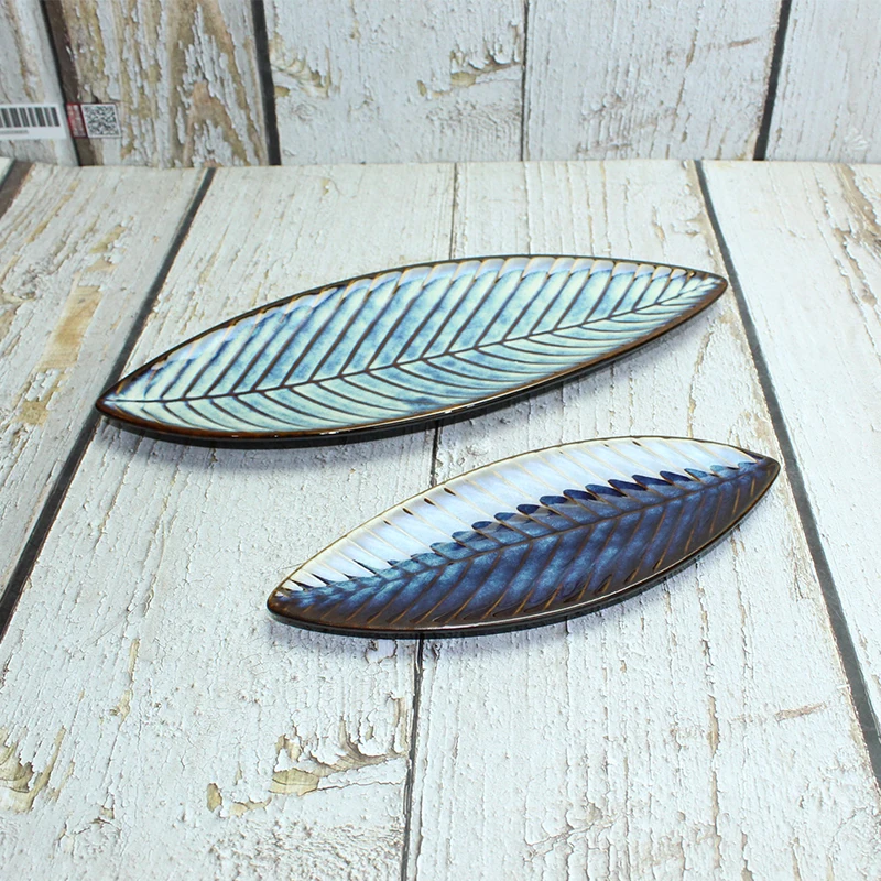 

New China-Japan Creative Ceramic Tableware Leaf Sushi Dishes Saury Dishes Home Dishes Cold Dishes Dishes Kiln