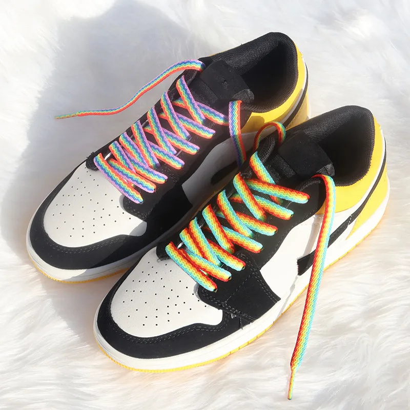 Fashion Creative 3D Rainbow Shoelaces Men Women Trend Personality Printing Sport Casual Basketball Shoes Laces Dropship