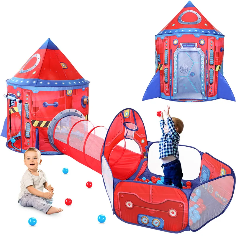 3 In 1 tunnel per bambini navicella spaziale tenda casa giochi giocattoli pieghevoli bambini striscianti piscina portatile oceano piccole case regali