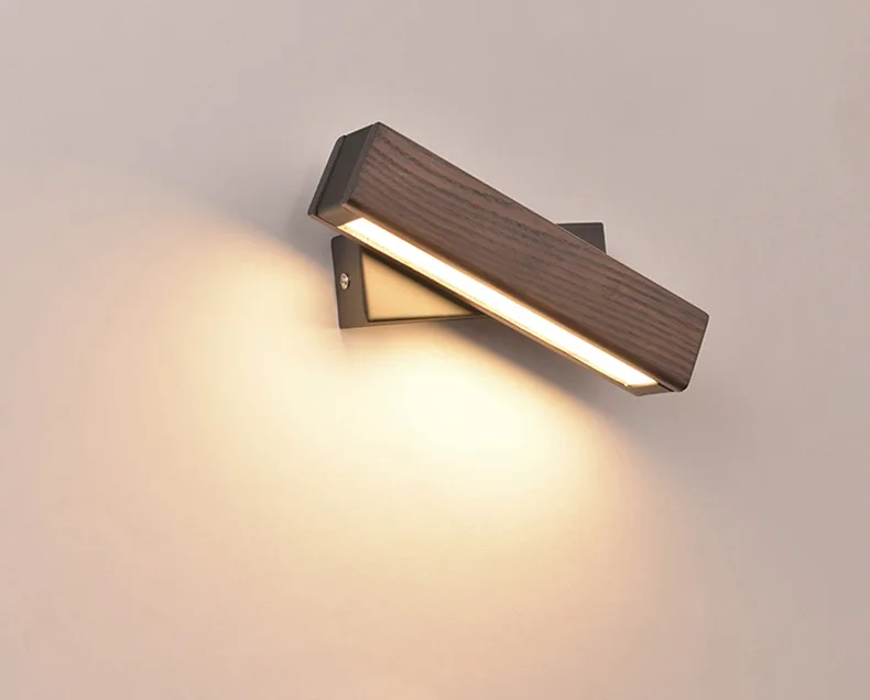 Modern Led Indoor Luminaire Wooden Wall Lamps 180 Degree Rotation Bedside Light Vanity Light Bathroom Reading Nordic Design Deco