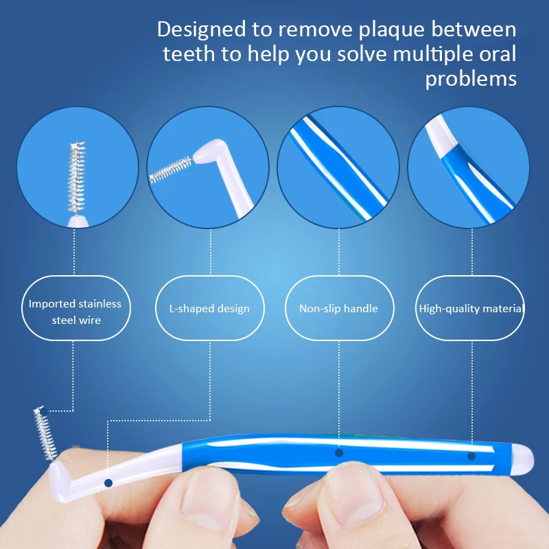 10 Uds. Cepillos Interdental en forma de L, limpiador de cepillo Interdental Push-Pull, cepillo Dental, palillo de dientes de ortodoncia, cuidado de