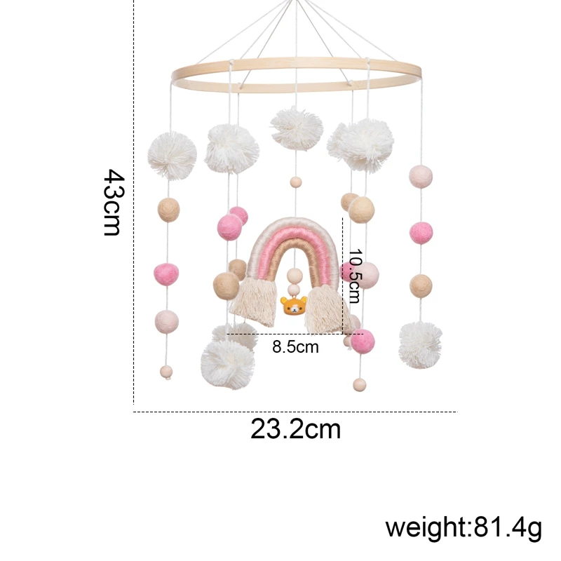 Baby Crib Mobiles Rattles Toys Rainbow Bed Bell Baby Newborn Crib Bed Bell Cots Kids Handmade Cartoon Clouds Baby Crib Mobiles