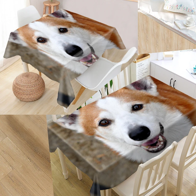 Corgi Dog Animal Tablecloth 3D Print Oxford Fabric Square/Rectangular Dust-proof Table Cover For Party Home Decor TV Covers 1215