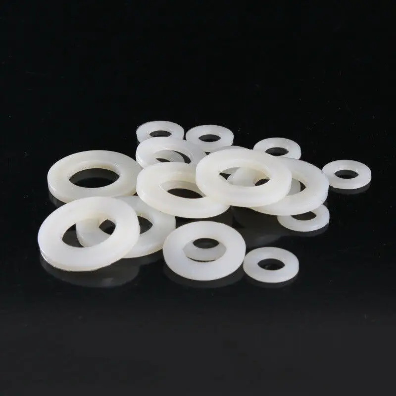 M2 M2.5 M3 M4 M5 M6 M8 M10 M12 M14 M16 M18 M20 rondella in nylon bianco con vite in plastica 50 pezzi