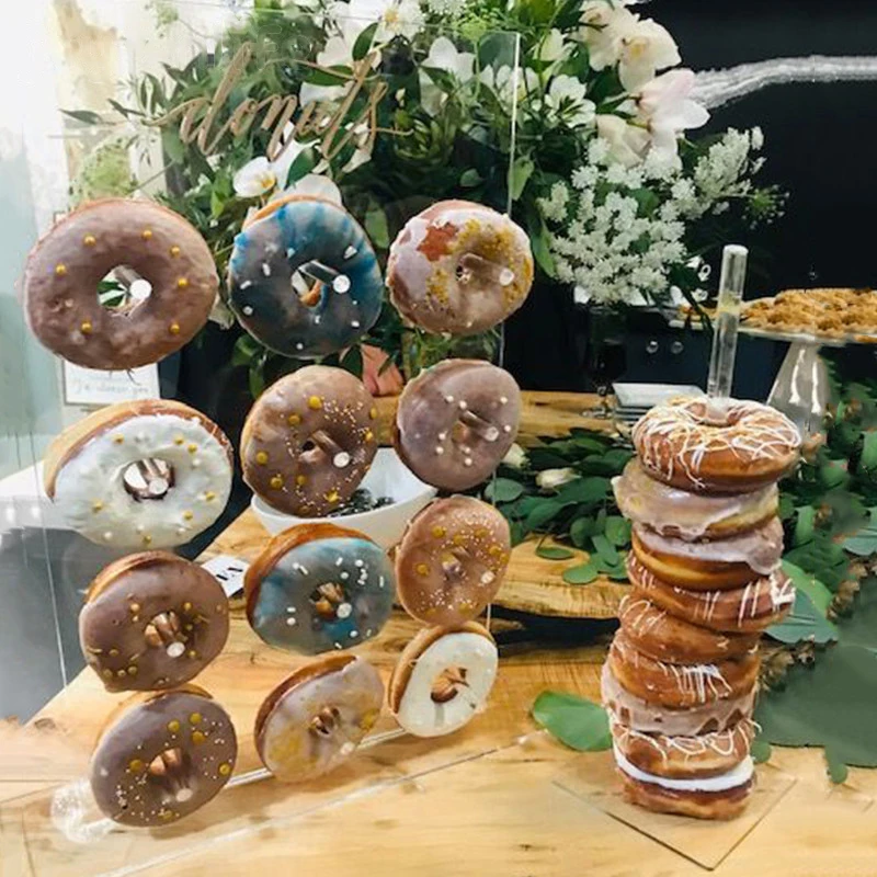 Clear Donut Stand Acrylic Wall For Donuts Wedding Birthday Decoration Party Table Accessories Desktop Donuts Holder Baby Shower