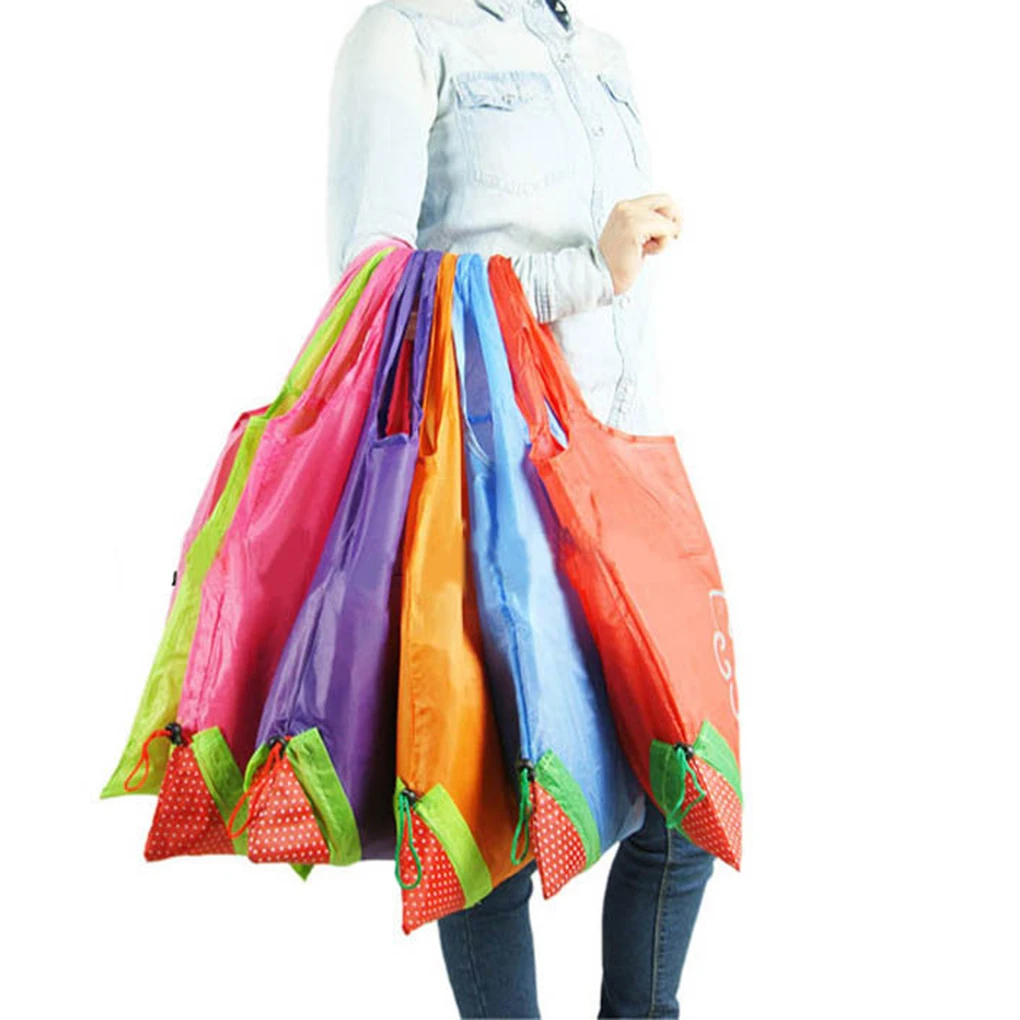 Strawberry Shape Shopping Bag Portable Shopping Bag Strawberry Folding Reusable Compact Eco Recycling Use Shopping Bag