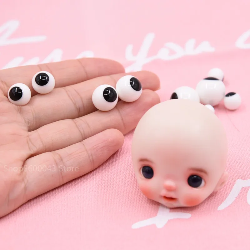 Soft Pottery Doll Simulation Eyeball 6/10/14mm OB11 Doll Black Glass Eyeball Clay DIY Doll Can Turn Simulation Eye