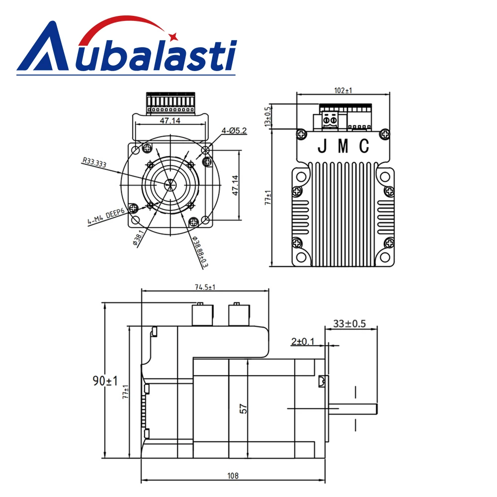 Aubalasti JMC Nema23 100W 0.29N.m 3000rpm Integrated Servo Motor Driver 36VDC 6A iHSV57-30-10-36 for CNC Engraving Machine