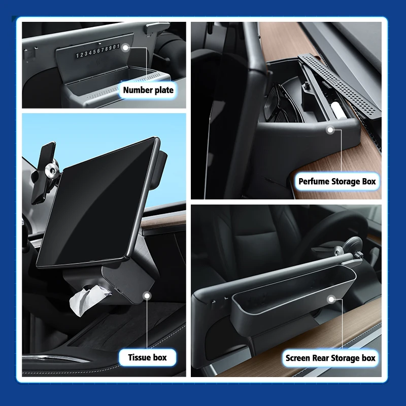 For Tesla 2021-2022 Model 3 Model Y Car Screen Navigation Mobile Phone Holder Interior Storage Tissue Box Decoration Accessories