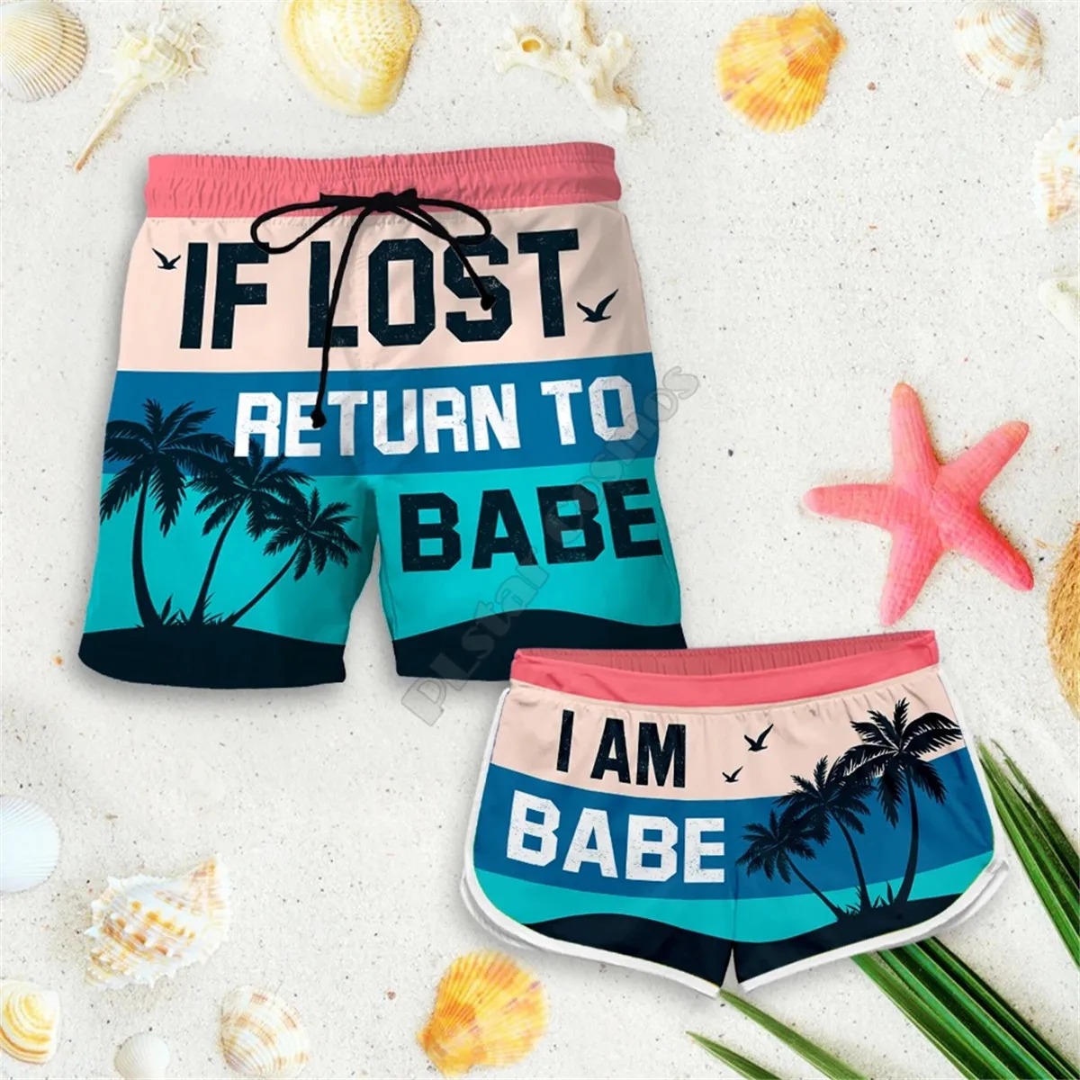 

Одинаковые шорты для пары I am Babe, 3d шорты для женщин и мужчин, шорты с эластичной резинкой на талии, летние пляжные шорты для пар 02