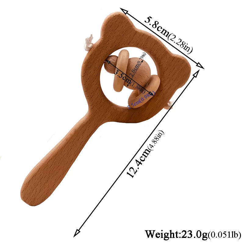 1pc mão dentição anel de madeira chocalhos do bebê jogar ginásio brinquedos de madeira cama carrinho de criança brinquedos educativos 0-12months j0350