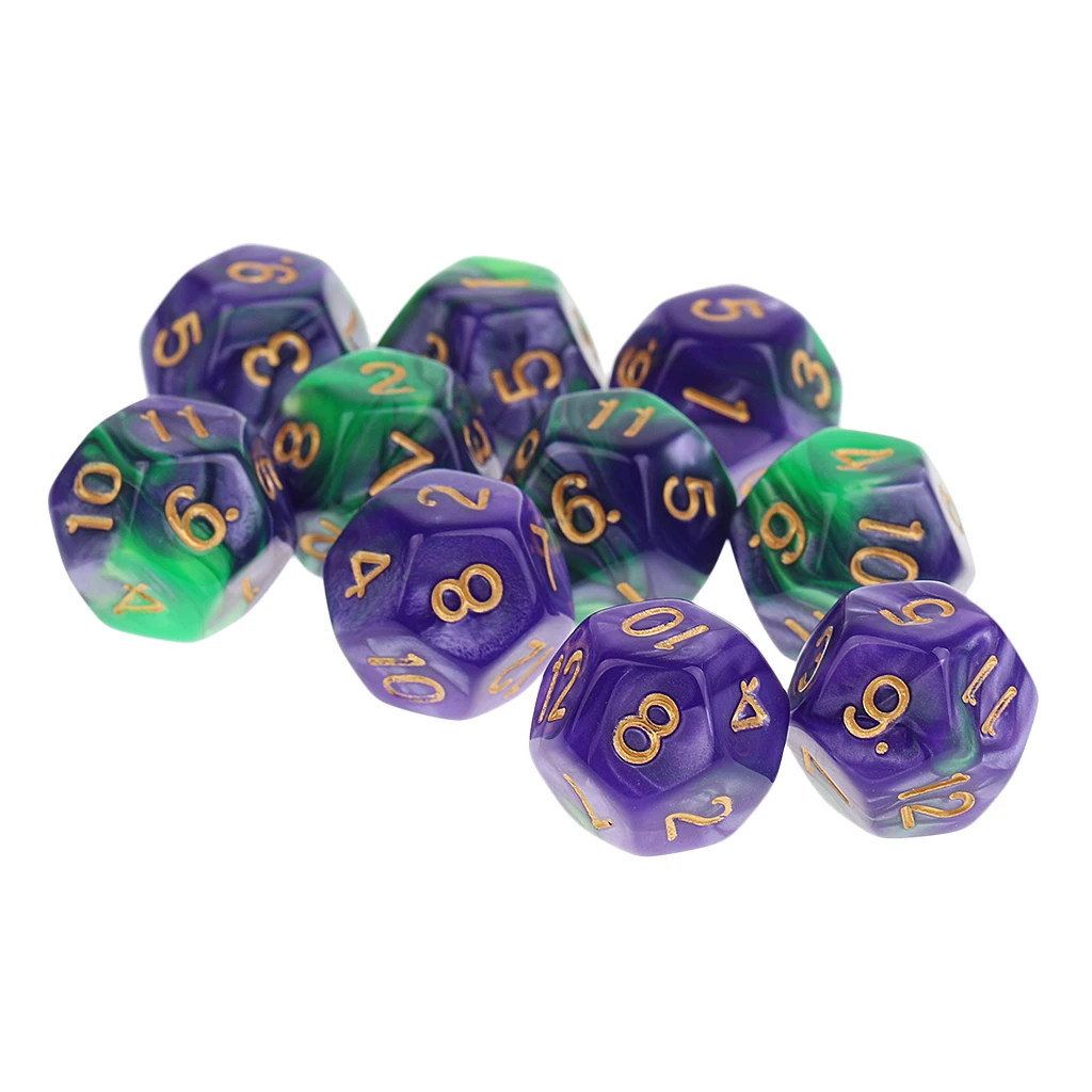 10pieces 12 Sided Dice Set D12 Polyhedral Dice for Dungeons and Dragons Party Table Games