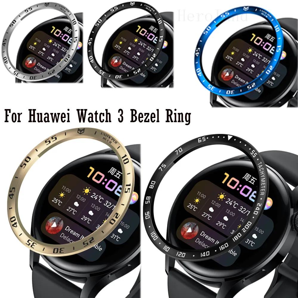 

2 шт./лот, стальной ободок, металлический корпус для Huawei Watch, 3 ремешка, клейкий корпус, защита рамы, умные часы для Huawei3, аксессуары
