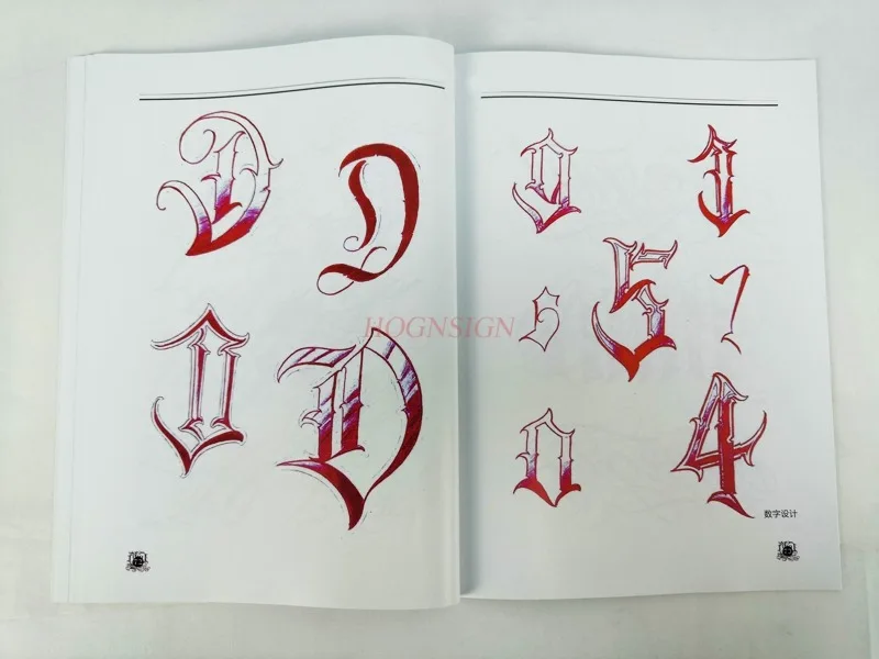 Tattoo equipment manuscript books Weird coffee tattoos Chicano flower body English alphabet font practical teaching calligraphy image 2