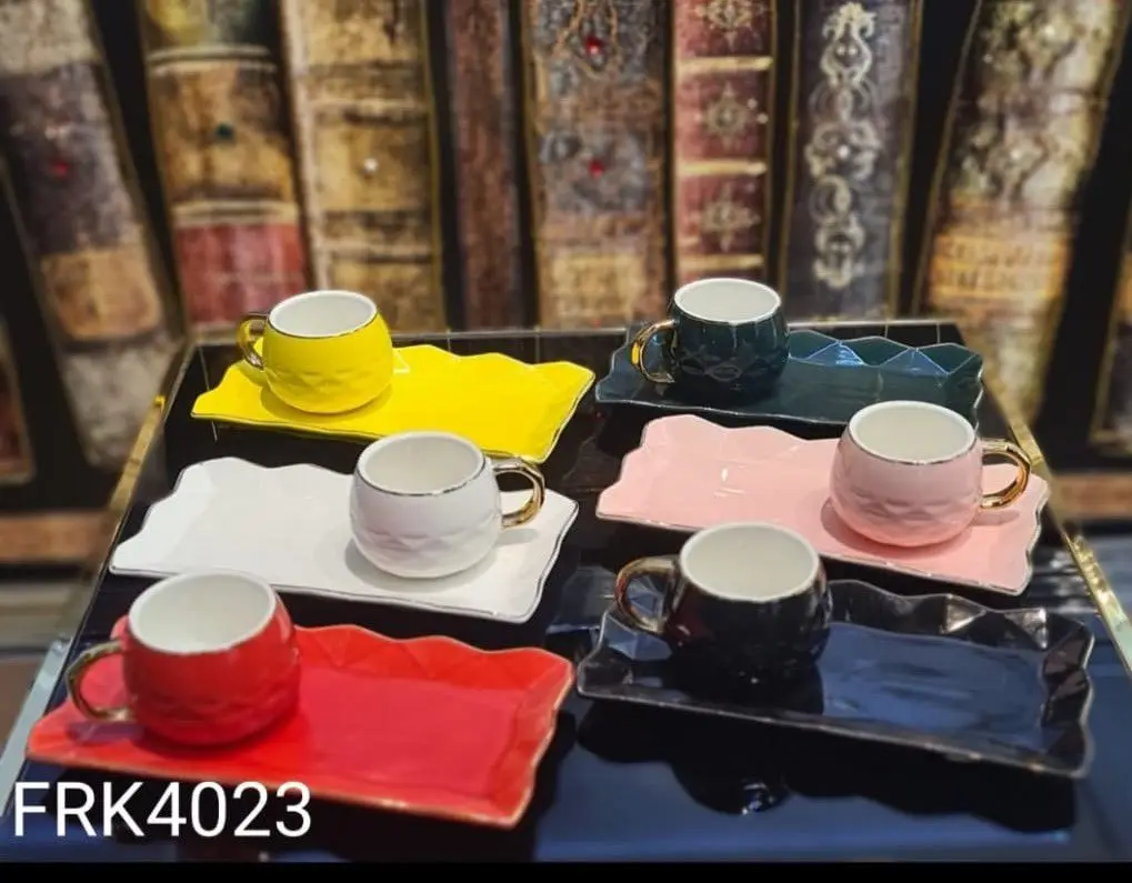 DOLBOVI Mixed Color Porcelain 6'lı Decorative coffee cup Pad New Model mug кружка coffee cup cup