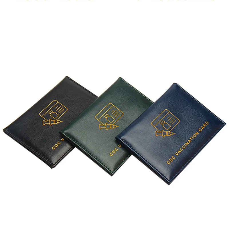 Passport Cover Holder Business PU Leather Vaccination Card Protective Wallet Case Vaccination Certificate Set Travel Accessories
