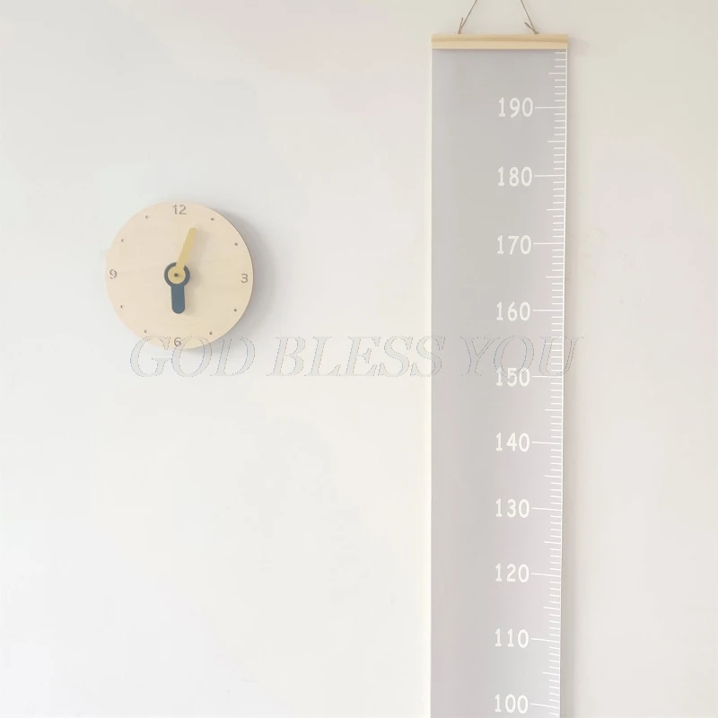 Kids Height Growth Chart Ruler for Kids, Removable Wall Wood Frame and Canvas Room Decoration-Measure Chart 79 x 7.9 In