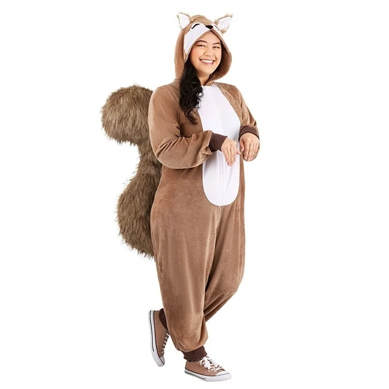 Adult Animal Good Quality Chipmunk Onesie Halloween Cosplay Brown Squirrel Costumes Pajamas Christmas Gift for Kids