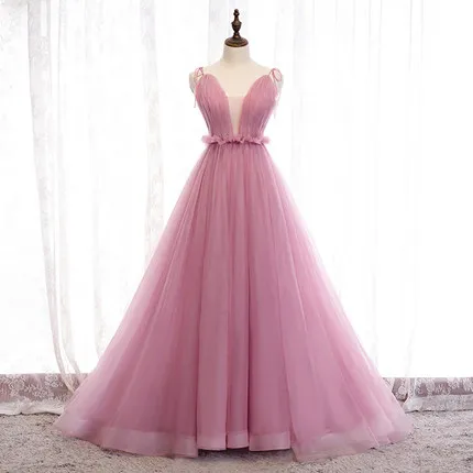 100%real rose pink plain tail gown long dress medieval dress Renaissance gown Sissi princess Cosplay Victorian/Marie Belle Ball