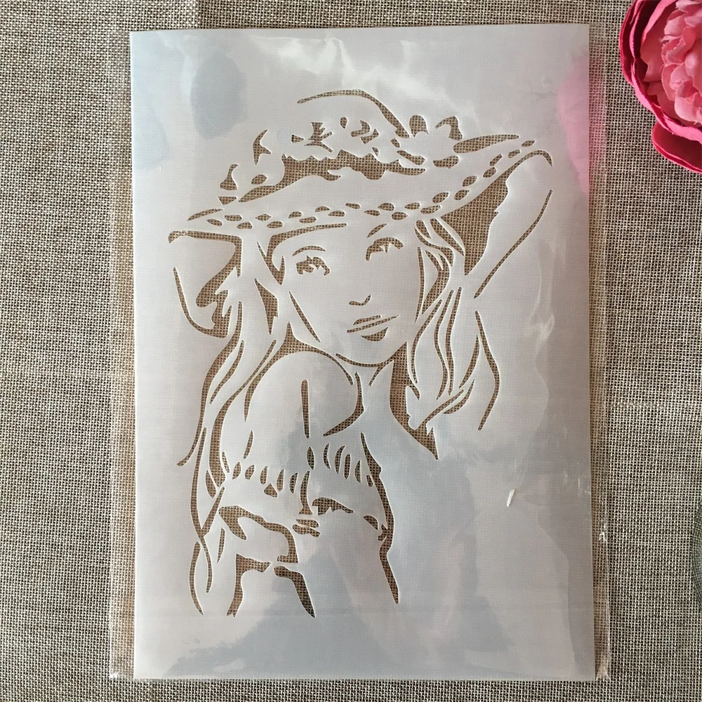 A4 29cm Fashion Lady Girl Hat DIY Layering Stencils Painting Scrapbook Coloring Embossing Album Decorative Template