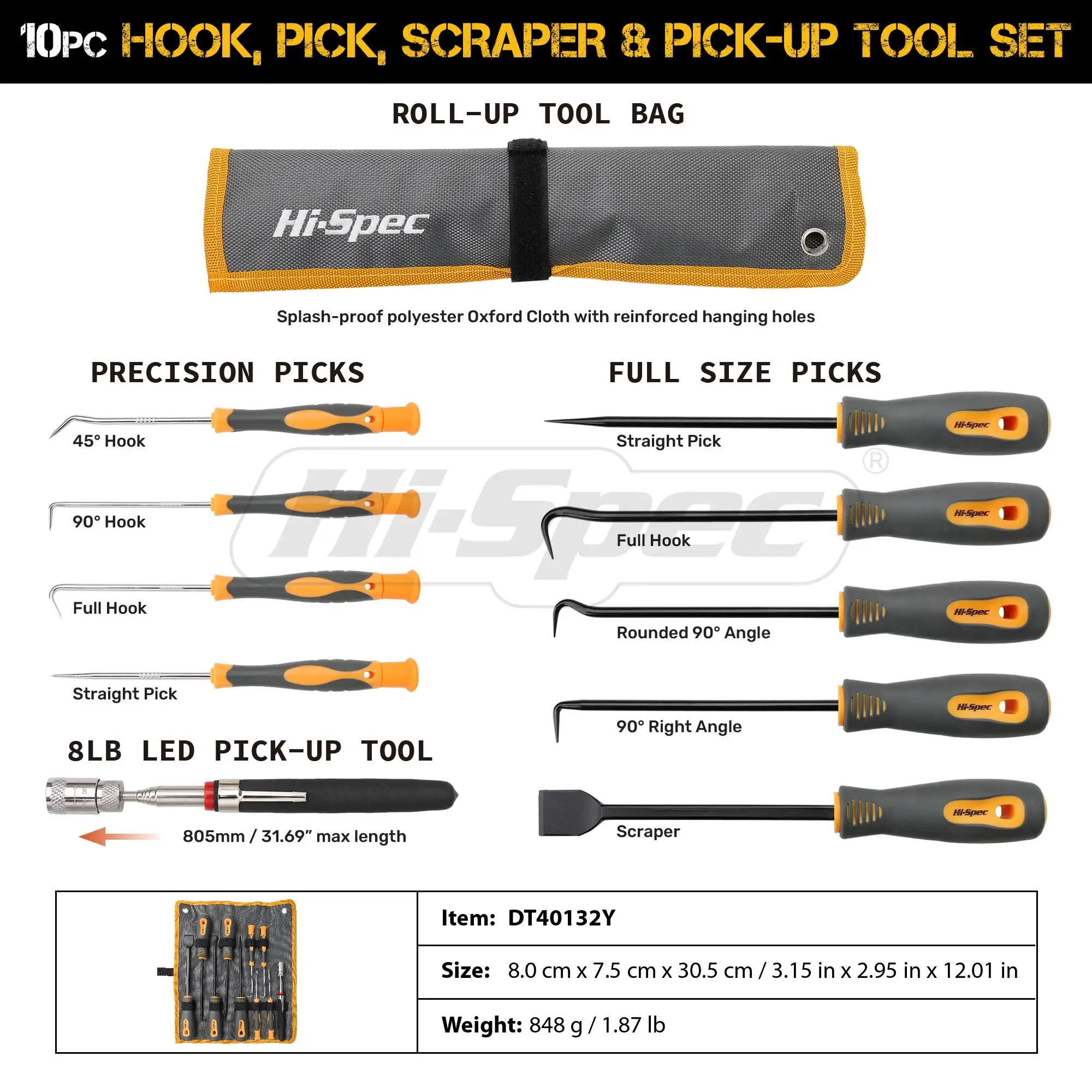 Hi-Spec 10 Cái/bộ Xe Gắp Và Móc Bộ Tự Động Tẩy Bộ Dụng Cụ Ô Tô O Vòng Dầu Ấn Miếng Đệm vali Kéo Thủ Công Dụng Cụ Cầm Tay