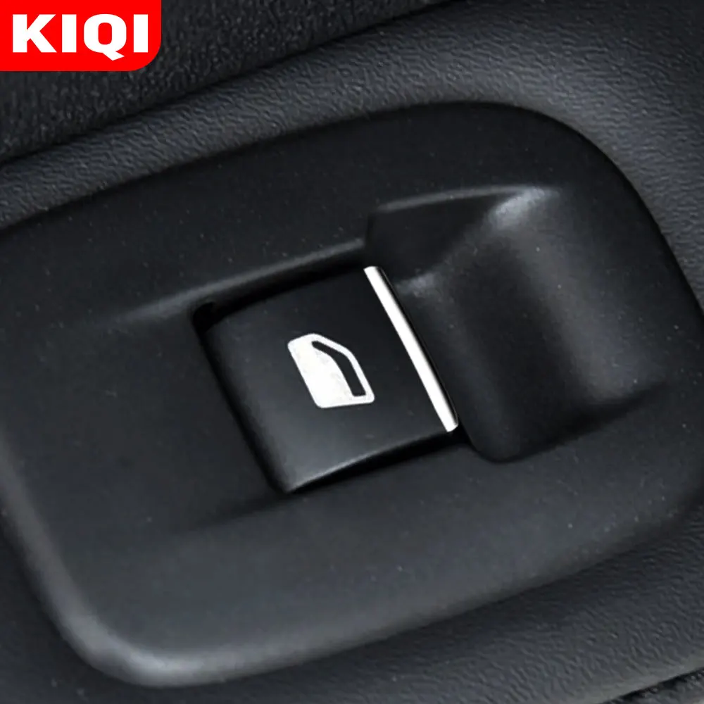 KIQI 7Pcs/Set Car Accessories for Peugeot 308 308S SW 2008 - 2016 ABS Chrome Windows Lifter Knob Cover Trim Stickers