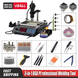 YIHUA 853AAA 3in1 PCB Preheater Soldering Station BGA Rework Station Soldering Iron Heat Gun Welding Station 110V 220V