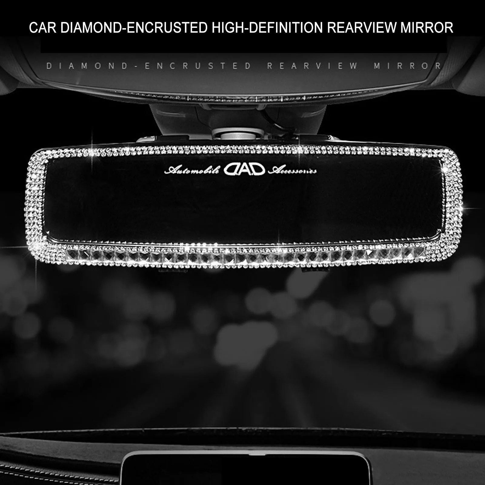 Diamond Ornament Car Interior Rearview Mirror Decor Rhinestone Charm Crystal Bling View Mirror Auto Interior Accessories