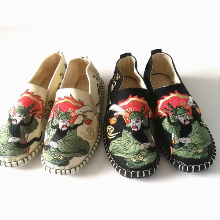 Spring Fall Guanyu Fabric shoes Chinese Traditional shoes cotton hemp embroidery low top men round head rubber sole Cloth shoes