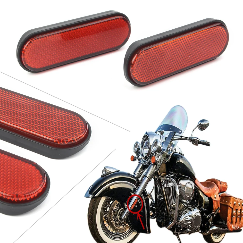 2Pcs Red Motorcycle Front Fork Leg Reflector Cover For Victory Judge Hammer-S Hard-Ball Vision-Tour High-Ball Jackpot