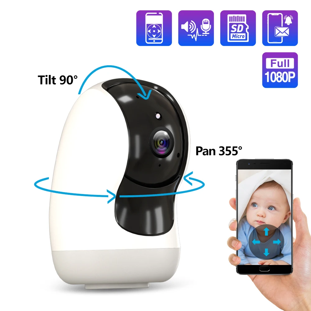 2MP 1080P Intercom  Alarm  IP Camera AI Humanoid Motion Detection Wireless 360 Degree PTZ Baby Monitor