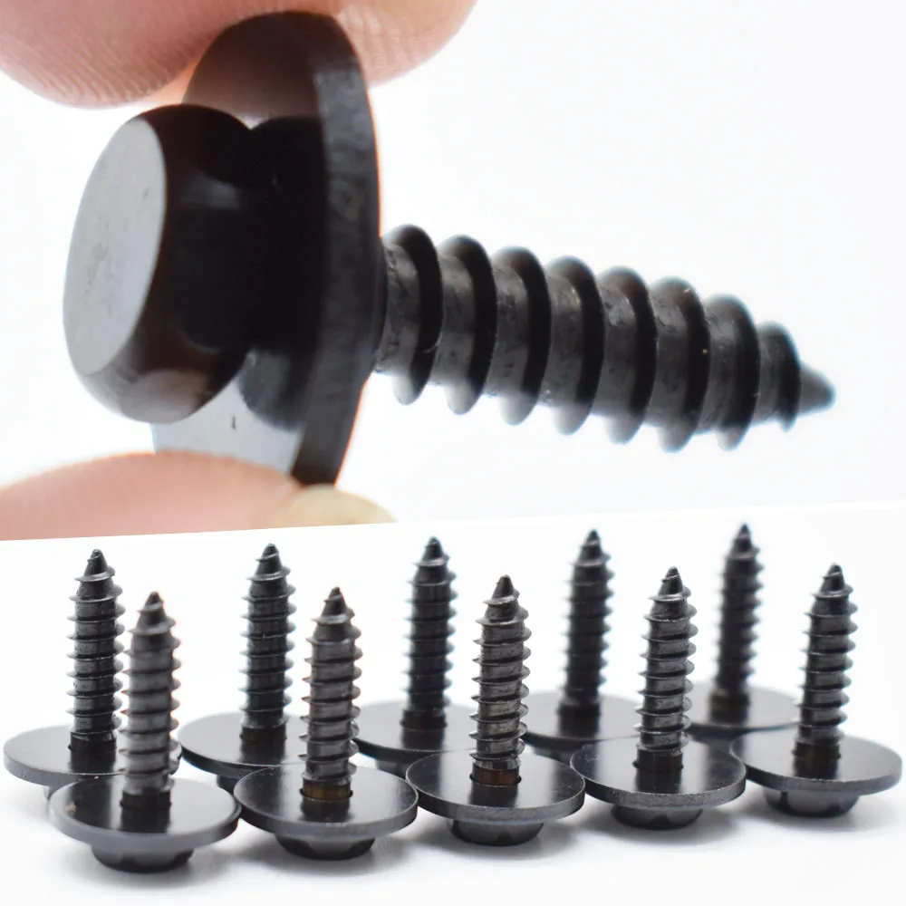 10Pcs 5mm Self Drilling Tapping Screw Hex Washer Head For BMW Self Tapping Bolt License Plate Screws Black